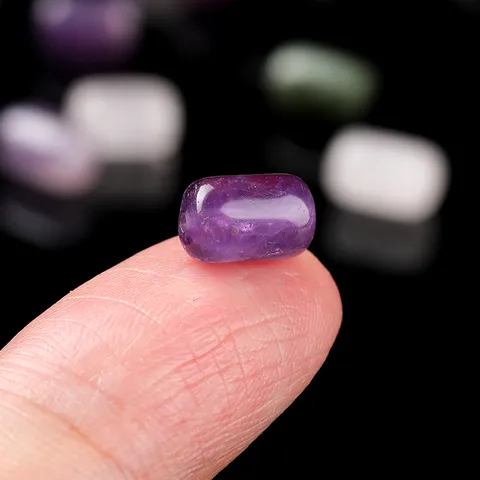 Natural Stone Round Tube Amethyst Rose Quartz Green Aventurine Black Tourmaline Cylinder Beads For DIY Jewelry Making