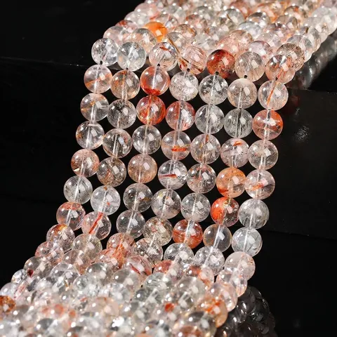 Natuurlijke Ijsheldere Zwart Goud Super Seven Kristallen Losse Kralen Ronde Edelsteen Strand Voor DIY Sieraden Maken