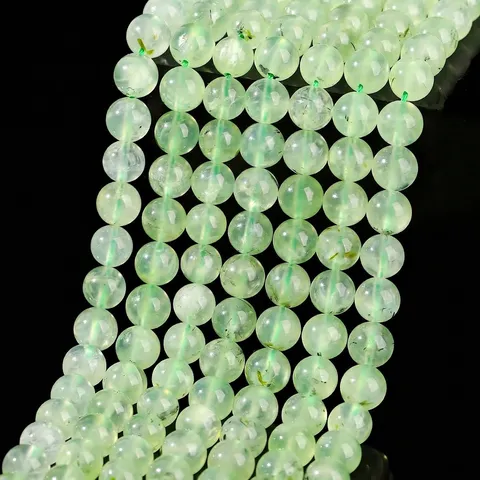 Natural Prehnite Loose Beads Round Polished Green Stone For DIY Jewelry Making Bracelet Necklace Findings Handcrafted Gemstone Strand