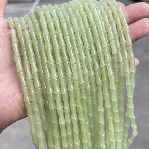 Pale Green Hetian Jade Chalcedony Loose Beads Bamboo Abacus Round Shape For DIY Jewelry Making Necklaces Accessories