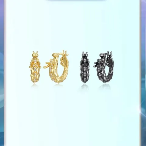 Vintage Copper Snake Dragon Unicorn Hoop Earrings Engraved Chinese Zodiac Animal Stud Earrings Rhinestone Jewelry For Women