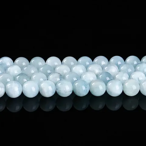 Perline Sciolte in Acquamarina Naturale 7A Perline in Filo di Pietre Preziose Tonde Azzurre di Alta Qualità Per la Creazione di Gioielli Fai-da-te Braccialetto Collana