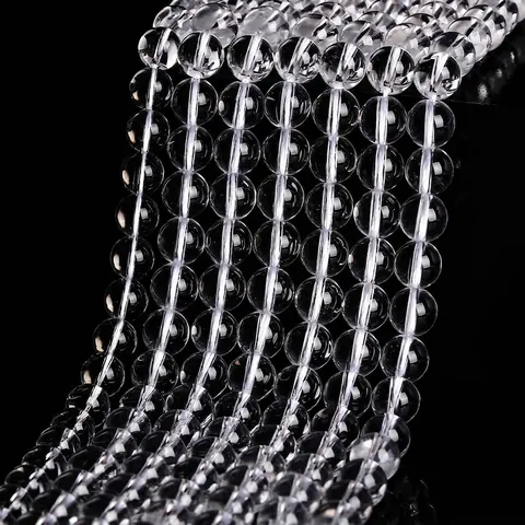 Cuentas de Cuarzo Transparente Natural Cristal Blanco Cuentas Redondas Sueltas Alta Calidad 7A 5A DIY Pulsera Collar Joyería