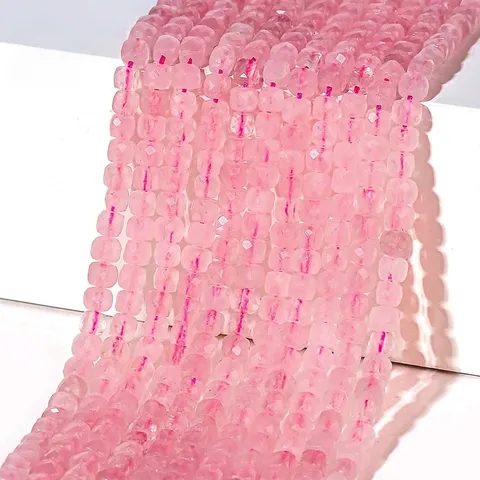 Natural Rose Quartz Aquamarine Black Spinel Faceted Square Sugar Cube Loose Beads For DIY Jewelry Making Necklaces Bracelets Accessories