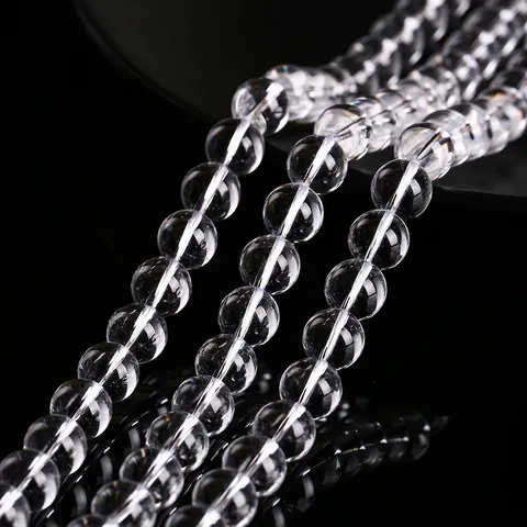 Cuentas de Cuarzo Transparente Natural Cristal Blanco Cuentas Redondas Sueltas Alta Calidad 7A 5A DIY Pulsera Collar Joyería
