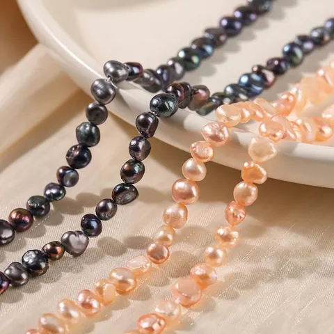 Perles d'Eau Douce Naturelles Roses Noires Perles en Vrac Lustre Miroir Fil de Perles Plates Rondes Pour Création de Bijoux DIY
