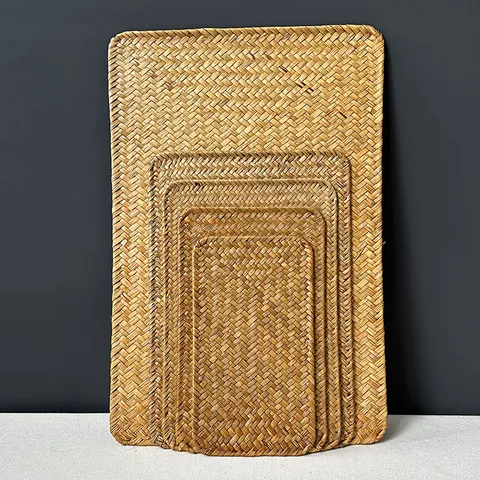 Handmade Natural Seagrass Woven Placemat Heat Resistant Table Mat Retro Japanese Style Kitchen Dining Pad