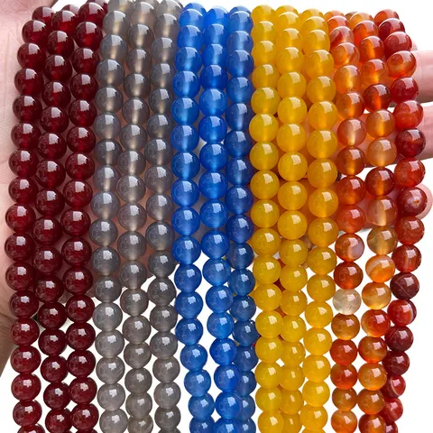 Natural Red Agate Loose Beads Polished Round Stone Gemstone For DIY Jewelry Making Bracelet Necklace Accessories Crafting Supplies