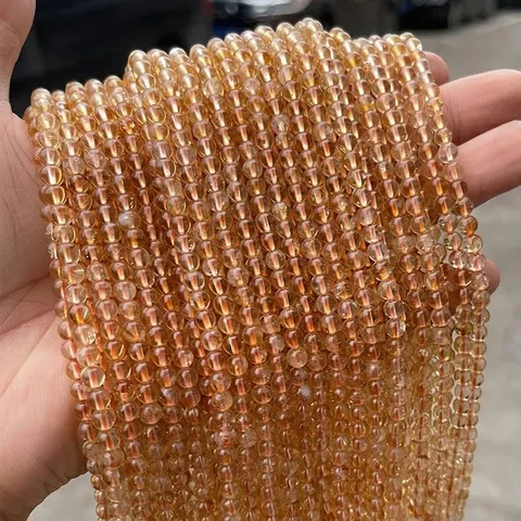 Natürliche Gelbe Turm Kristall Perlen Citrin Runde Lose Perlen Für DIY Schmuckherstellung Armband Halskette Zubehör Hochwertige Steinperlen