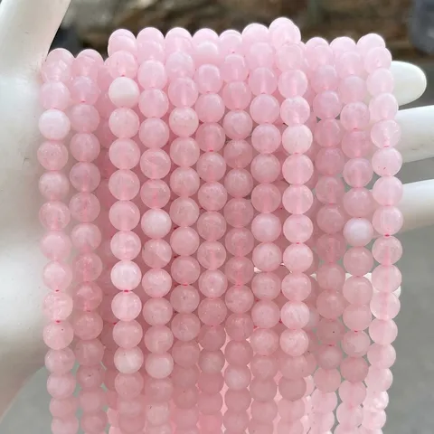 Cuentas Redondas de Cuarzo Rosa Esmerilado Natural Cuentas Sueltas de Cristal Rosa Mate para DIY Accesorios de Fabricación de Joyería