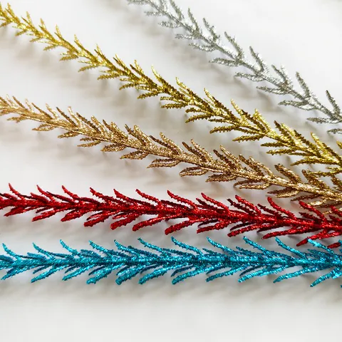 Glitter Powder Artificial Ear Of Grain Christmas Decoration Branch Sparkling Plastic Plant For Photography Prop Festive Home Decor