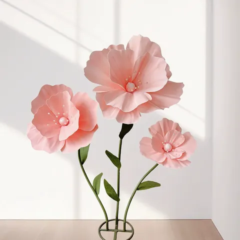 Μεγάλο Τεχνητό Κεφάλι Λουλουδιού Παπαρούνας Γάμος Οδηγός Δρόμου T-Stage Σκηνή Διάταξη Παράθυρο Visual Merchandising Διακοσμητικό Λουλούδι