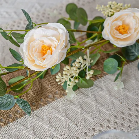 Artificial Rose Flower Vine Silk Rose Garland Fake Hanging Plants For Home Decoration Wall Wedding Party Decor