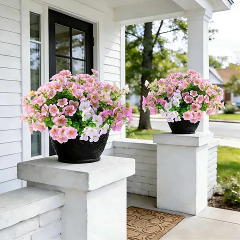 Bouquet de Fleurs Sauvages d'Eucalyptus Artificiel Faux Bouquet de Fleurs Pour Printemps Jardin Extérieur Cour de Maison Fête Décor