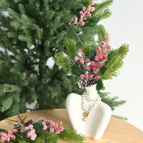 Künstliche Tannennadeln Tannenzapfen Frosted Beeren Weihnachtsbaum Zweig Künstliche Pflanze Blätter Haus Weihnachtsfeier Dekoration