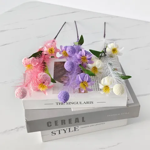 Tallo de Fruta de Amapola de Espuma Artificial Simulación de Planta Verde para Decoración de Hotel en el Hogar Accesorios de Fotografía Rosa Azul Blanco Púrpura