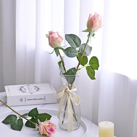Romantic Real Touch Artificial Rose Simulation Flower Single Stem Moisturized Rose Bud For Home Decor Wedding Party Photography