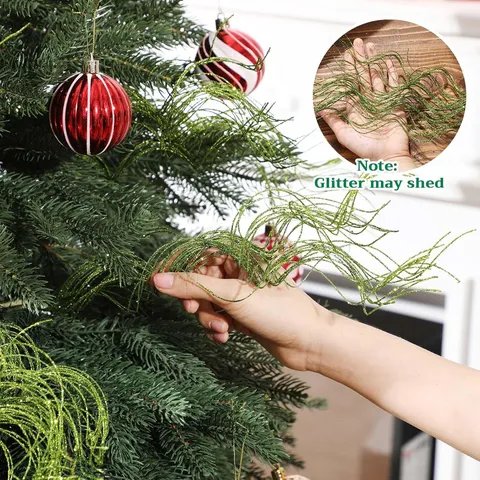 Noël Paillettes Branches Bouclées Fleurs Artificielles Sélection Décoration Arbre de Noël Ornements Maison Fête