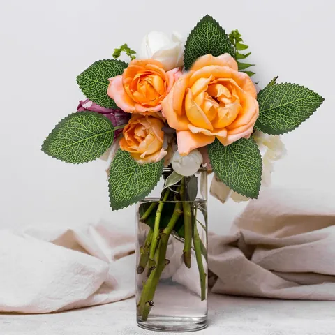 Künstliche Seidenstoffblätter Mit Sechs Blättern Realistisches Grünes Rosengrün Für Blumenarrangement Hochzeitsfeier Hausdekoration DIY Handwerk