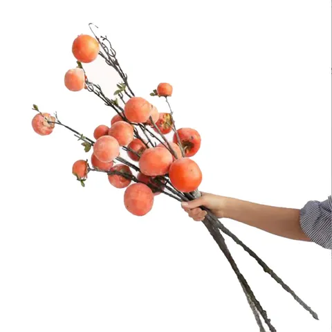 Simulation Frosted Persimmon Branch Artificial Fruit Branch For Living Room Home Landscape Zen Decoration Photography Props