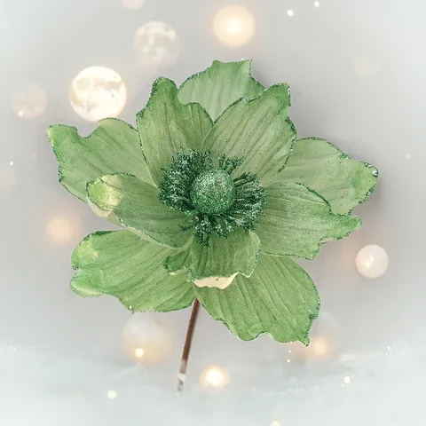 Fiore Artificiale di Natalizio Glitter Magnolia Stelo Singolo Decorazione per la Casa DIY Festa Festival Composizione Floreale