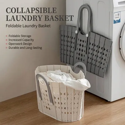 Folding Laundry Basket Large Capacity Collapsible Plastic Hamper With Handles For Clothes Toy Storage Organization Home
