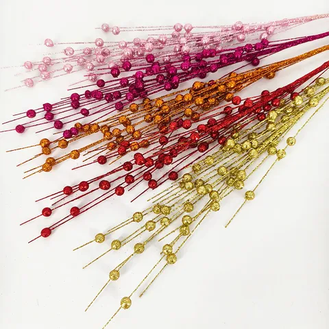 20 Forks Christmas Glitter Foam Berry Branch 70cm Sparkling Artificial Berry Stem For Holiday Home Vase Party Wedding Decor