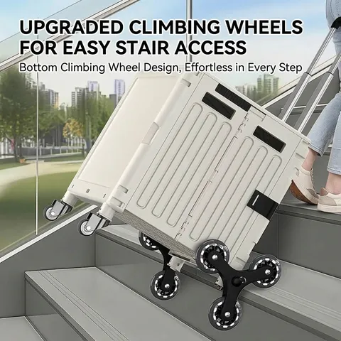 Foldable Shopping Cart With Climbing Wheels Portable Grocery Utility Cart For Supermarket Grocery Household Telescopic Handle Plastic Folding Storage Trolley