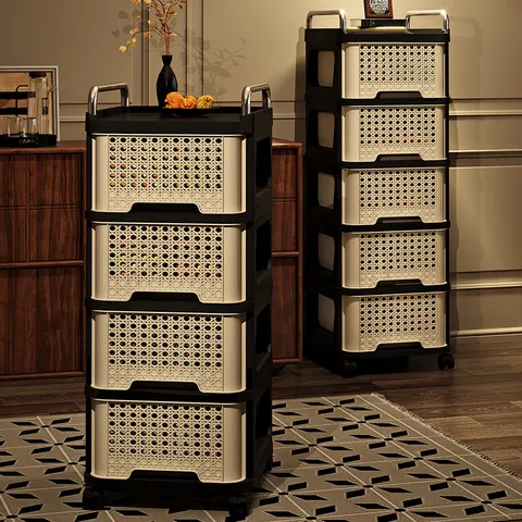 Armoire de Rangement Roulante Rétro Moderne du Milieu du Siècle Chariot Type Tiroir Multicouche Avec Roulettes Support Organisateur en Plastique pour Maison Salon Chambre