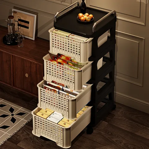 Armoire de Rangement Roulante Rétro Moderne du Milieu du Siècle Chariot Type Tiroir Multicouche Avec Roulettes Support Organisateur en Plastique pour Maison Salon Chambre