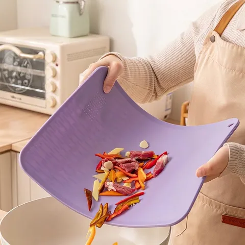 Food Grade TPU Cutting Board Antibacterial Double Sided Flexible Chopping Board With Grinding Area And Hanging Hole Kitchen Tool