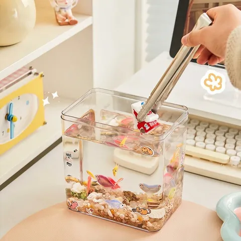 Desktop Mini Aquarium Acryl Mit Hydroponischer Pflanzgefäß Ökologisches Wasserbecken Für Büro Zuhause Deko Geschenk