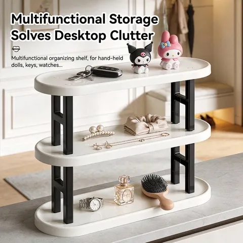 Modern Minimalist Multilayer Desktop Action Figure Display Stand Plastic Storage Rack Home Office Organizer Storage Shelf