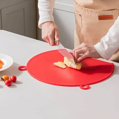 Food Grade TPU Cutting Board Antibacterial Mildew Resistant Double Sided Chopping Board Non-slip Flexible D-Shaped Kitchen Tool