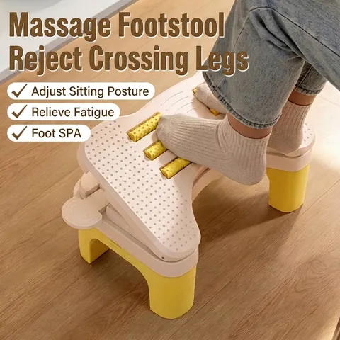 Ergonomic Adjustable Office Desk Footrest Plastic Massage Footstool Under Desk Footrest For Posture Correction Fatigue Relief For Home Office Adults