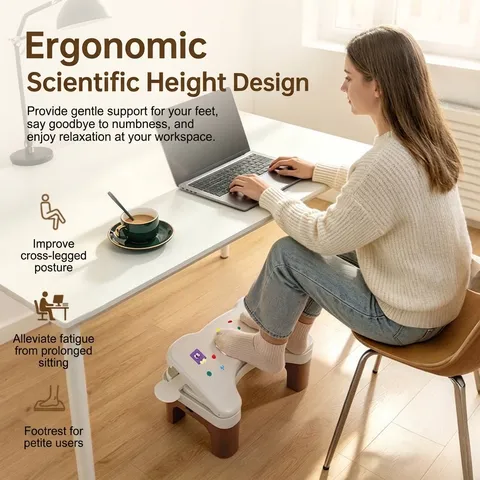 Ergonomic Adjustable Office Desk Footrest Plastic Massage Footstool Under Desk Footrest For Posture Correction Fatigue Relief For Home Office Adults