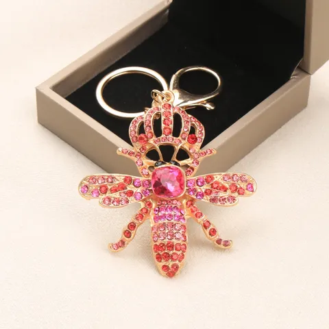 Vintage Französischer Krone Biene Schlüsselanhänger Für Damen Strass Zinklegierung Taschenanhänger Vergoldet Tieranhänger Schlüsselring