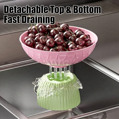 Creative Dopamine Color High-Foot Fruit Platter Round Plastic Draining Snack Tray Pedestal Fruit Bowl For Living Room Home Decor