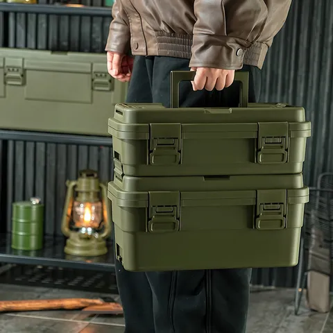 Portable Multi-Functional Toolbox Large Capacity Storage Box With Handle Durable Organizer Case For Home Camping Outdoor