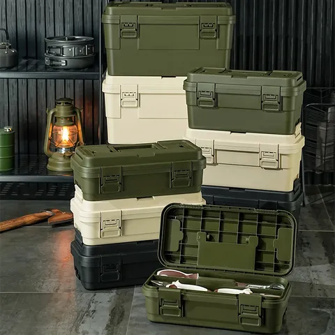 Portable Multi-Functional Toolbox Large Capacity Storage Box With Handle Durable Organizer Case For Home Camping Outdoor