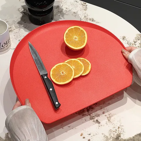 D-Shaped TPU Kitchen Cutting Board Anti-Slip Antibacterial Mildew Resistant Double-Sided Chopping Board Home Fruit Tray