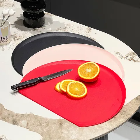 D-Shaped TPU Kitchen Cutting Board Anti-Slip Antibacterial Mildew Resistant Double-Sided Chopping Board Home Fruit Tray