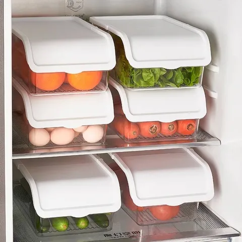 Kühlschrank Organizer Behälter Transparent Lebensmittel Aufbewahrungsbox Mit Deckel Stapelbar Küche Gemüse Obst Behälter