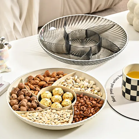 Bandeja de Frutas Secas Dividida Minimalista Moderna Plato de Frutas de Plástico Para Sala de Estar Mesa de Centro Snack Dulces Caja de Almacenamiento