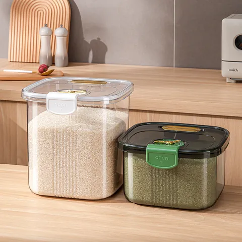 Large Capacity Sealed Rice Bucket Grain Storage Box With Date Tracker Moisture-Proof Insect-Proof PET Flour Container