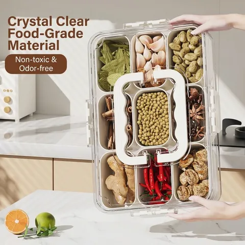 Geteilte Transparente Obst Aufbewahrungsbox Aus Kunststoff Lebensmittelqualität Küchen Versiegelter Lagerbehälter Mit Griff Tragbar