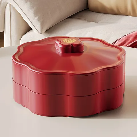 Flower Shaped Candy Box Multiple Compartments Fruit Tray With Lid Light Luxury Desktop Snack Nut Storage Home Organizer