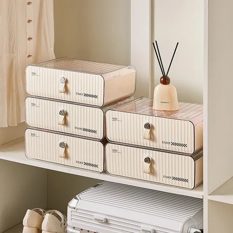 Drawer Type Underwear Storage Box Plastic Bra Panties Socks Organizer Transparent Stackable Wardrobe Closet Container For Bedroom