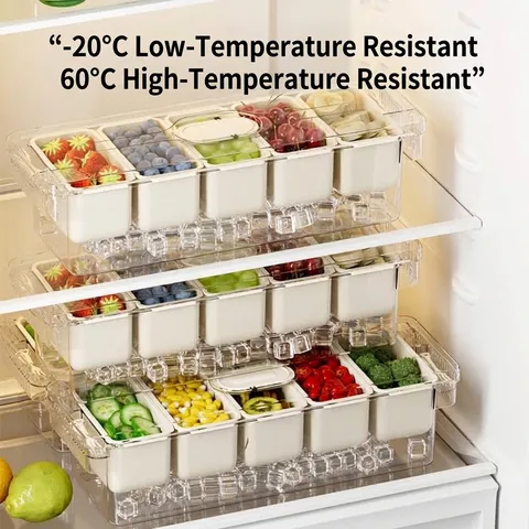 Tragbare Obst-Aufbewahrungsbox Mit Mehreren Fächern Kunststoff Salat-Behälter Eisschale Für Picknick Kühlschrank