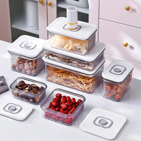 Récipient de Conservation des Aliments Scellé sous Vide Électrique en Plastique Transparent Organisateur de Cuisine